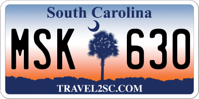 SC license plate MSK630