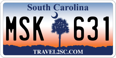 SC license plate MSK631