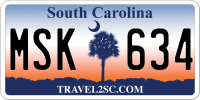 SC license plate MSK634