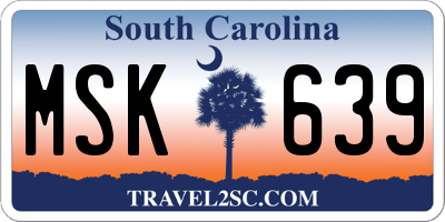 SC license plate MSK639