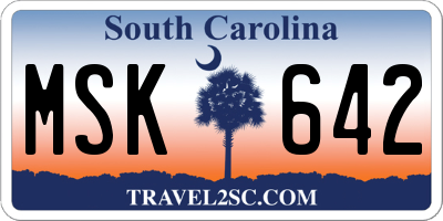 SC license plate MSK642