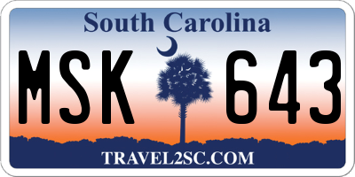 SC license plate MSK643