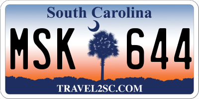 SC license plate MSK644
