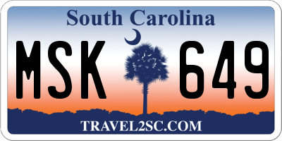 SC license plate MSK649