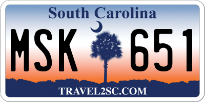 SC license plate MSK651