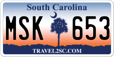 SC license plate MSK653