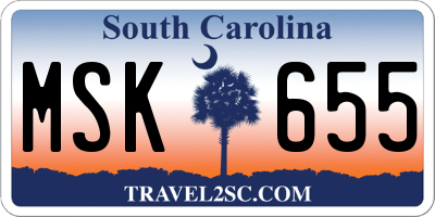 SC license plate MSK655