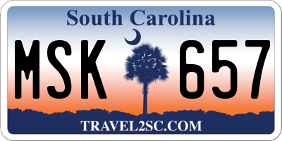 SC license plate MSK657