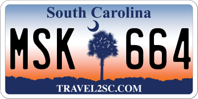 SC license plate MSK664