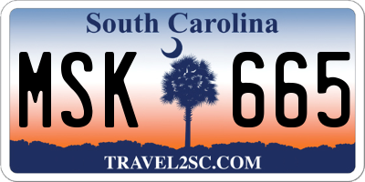 SC license plate MSK665