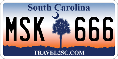 SC license plate MSK666