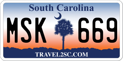 SC license plate MSK669