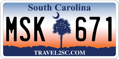 SC license plate MSK671