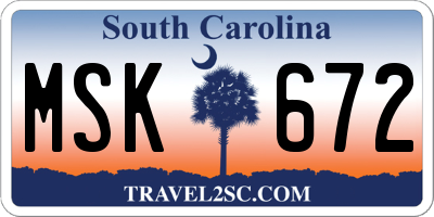 SC license plate MSK672