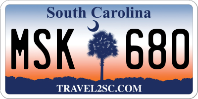 SC license plate MSK680