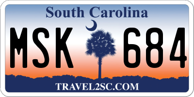 SC license plate MSK684