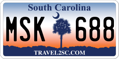 SC license plate MSK688