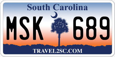 SC license plate MSK689