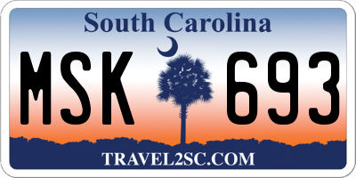 SC license plate MSK693