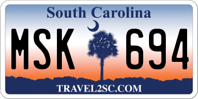 SC license plate MSK694