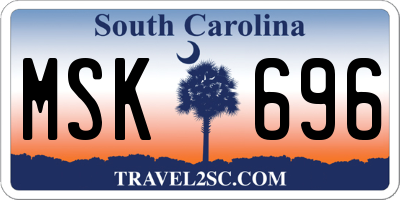 SC license plate MSK696