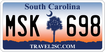 SC license plate MSK698