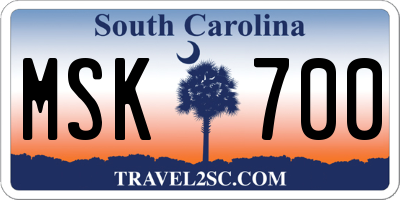 SC license plate MSK700