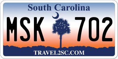 SC license plate MSK702