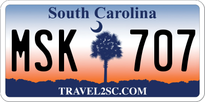SC license plate MSK707