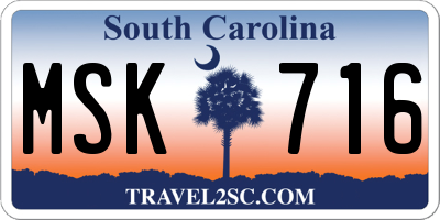 SC license plate MSK716