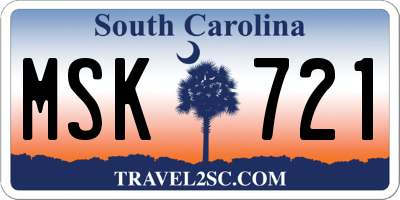 SC license plate MSK721