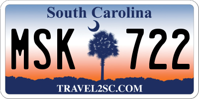 SC license plate MSK722