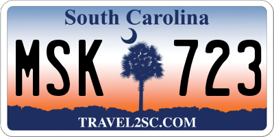 SC license plate MSK723
