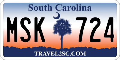 SC license plate MSK724