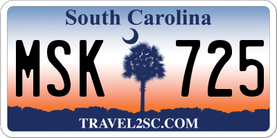 SC license plate MSK725