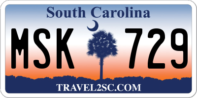 SC license plate MSK729