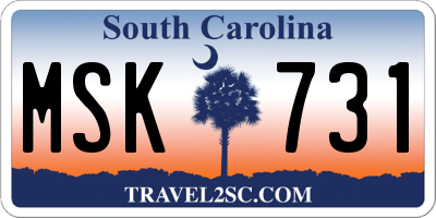 SC license plate MSK731