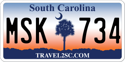 SC license plate MSK734