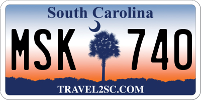 SC license plate MSK740