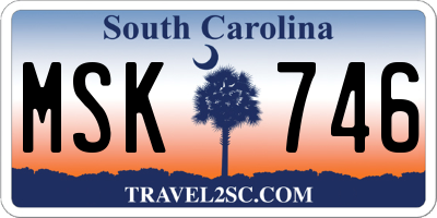 SC license plate MSK746