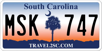 SC license plate MSK747