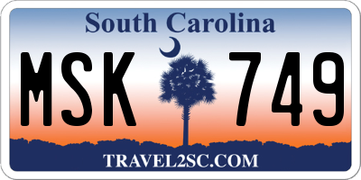 SC license plate MSK749