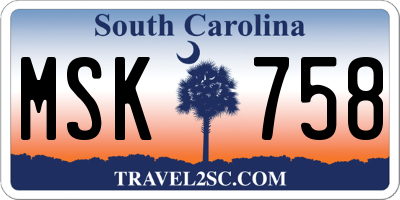 SC license plate MSK758