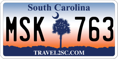 SC license plate MSK763