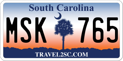 SC license plate MSK765
