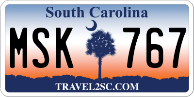 SC license plate MSK767