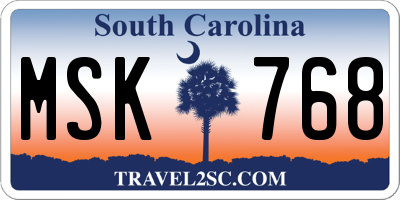 SC license plate MSK768