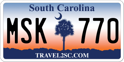SC license plate MSK770