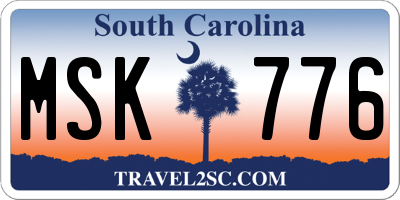 SC license plate MSK776