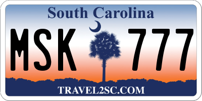 SC license plate MSK777